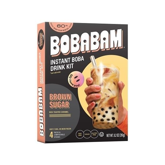 Bobabam Brown Sugar Instant Boba Drink Kit with Straws, 9.2 Ounce -- 12 per case