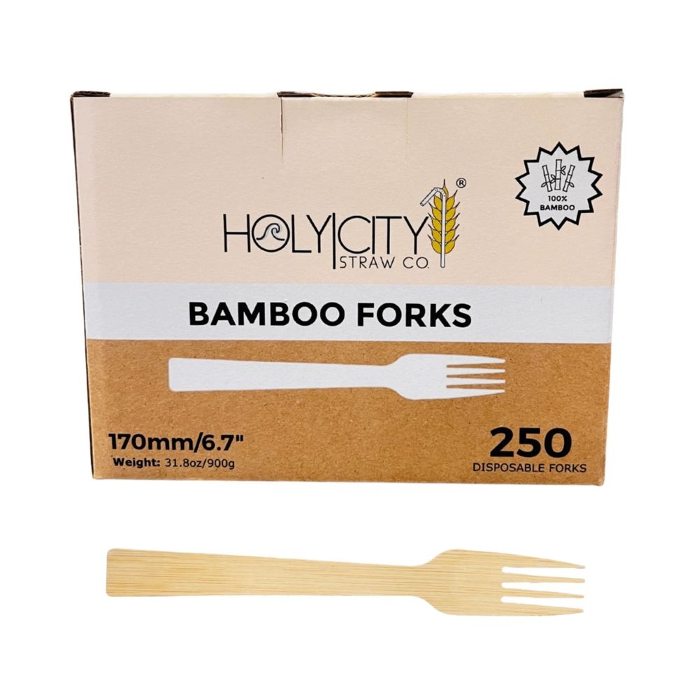 Holy City Straw Company Bamboo Fork, 6.7 inch -- 1000 per case