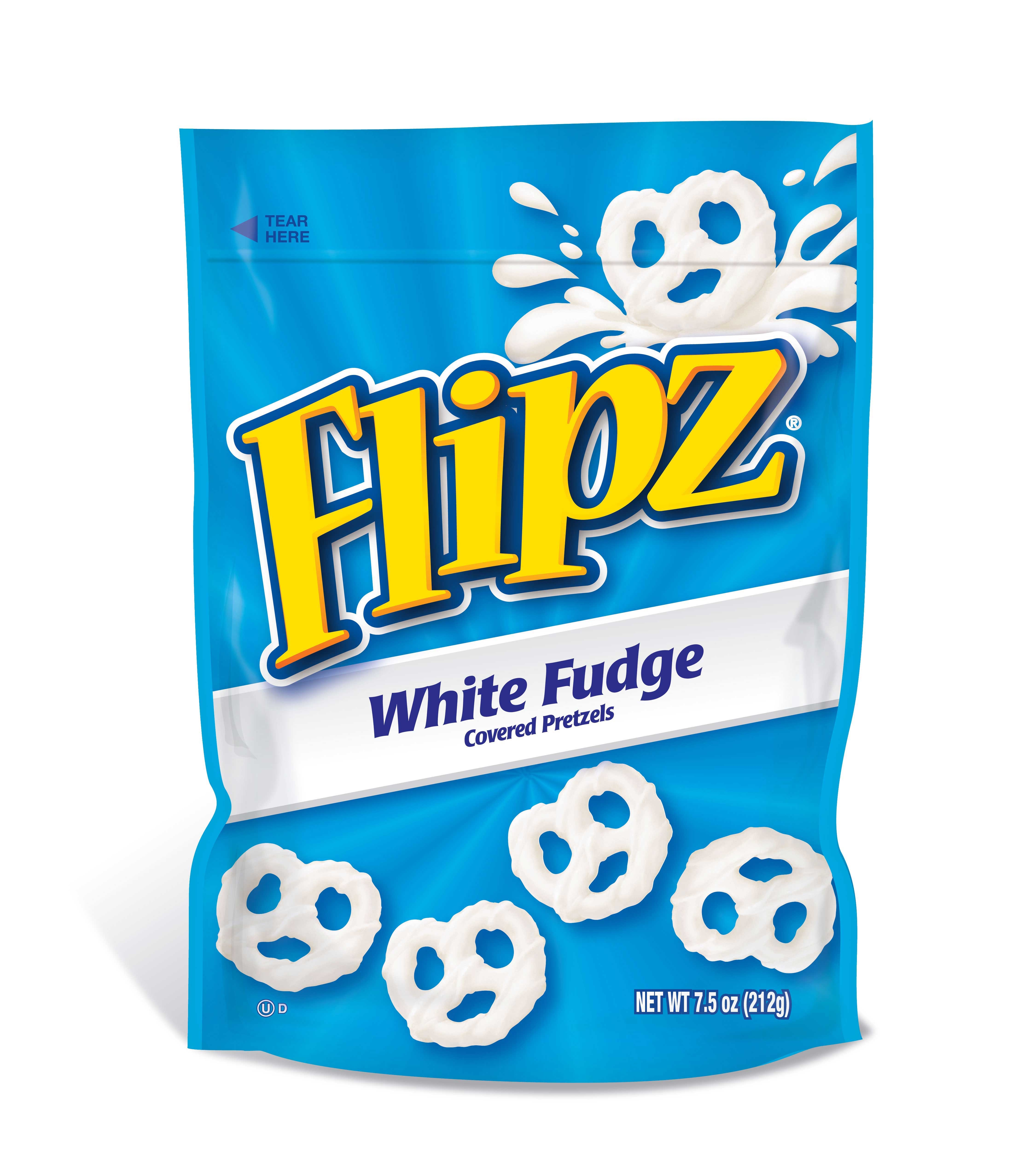 Flipz White Fudge Covered Pretzels, 7.5 Ounce Stand Up Pouch -- 8 per case.