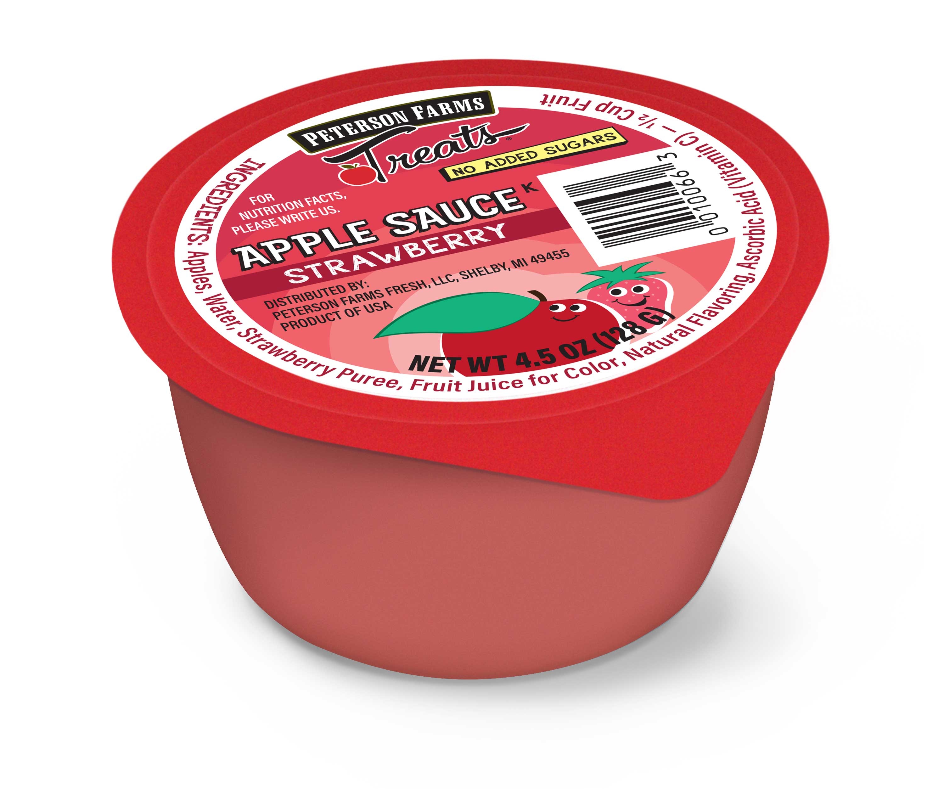 Peterson Farms Strawberry Applesauce Cups, 4.5 Ounce -- 96 per case
