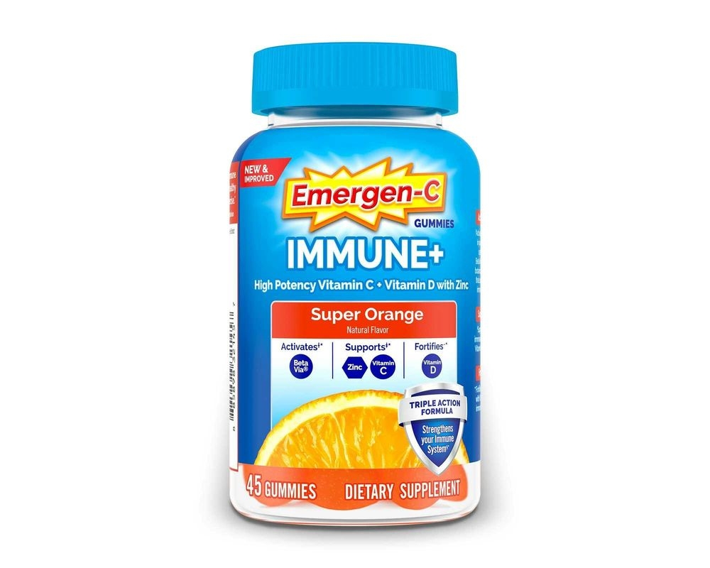 Emergen-C Immune Plus Super Orange Gummy with Triple Action, 45 count -- 12 per case