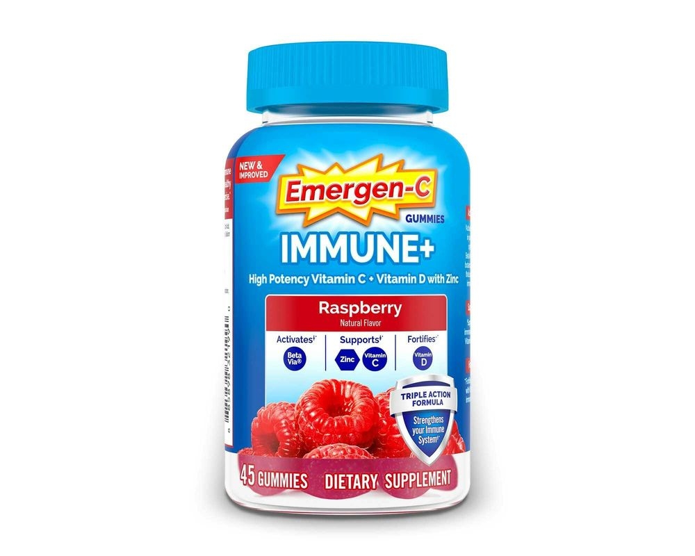 Emergen-C Immune Plus Raspberry Gummy with Triple Action, 45 count -- 12 per case