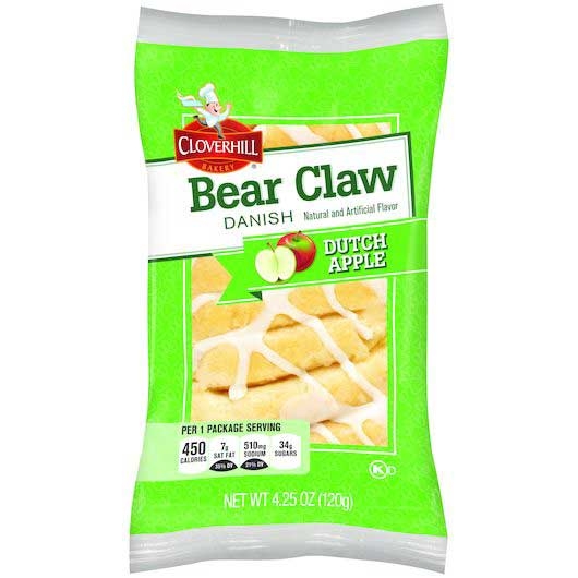 Cloverhill Bear Claw Dutch Apple Danish, 4.25 Ounce -- 36 per case