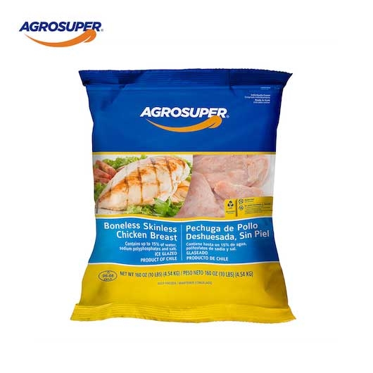 Agrosuper Marinated Bonesless Skinless Chicken Breast, 10 Pound -- 4 per case.