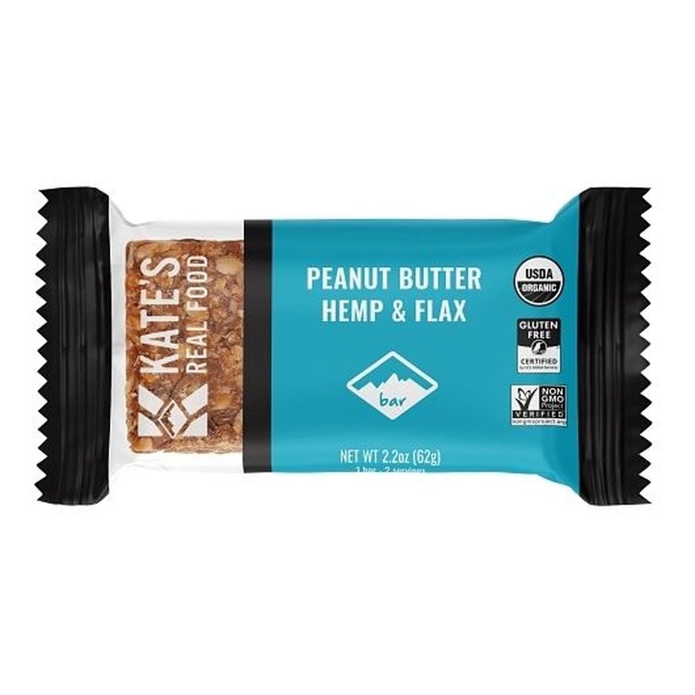 Kates Real Food Peanut Butter Hemp and Flax Gluten Free Bar, 2.2 Ounce -- 144 per case