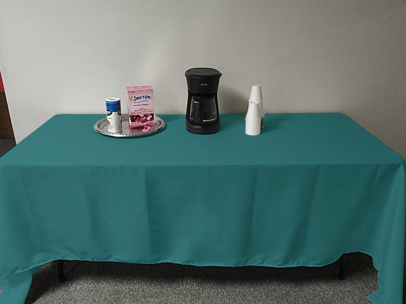 Intedge Teal Poly/Cotton Tablecloth, 54 x 114 inch 