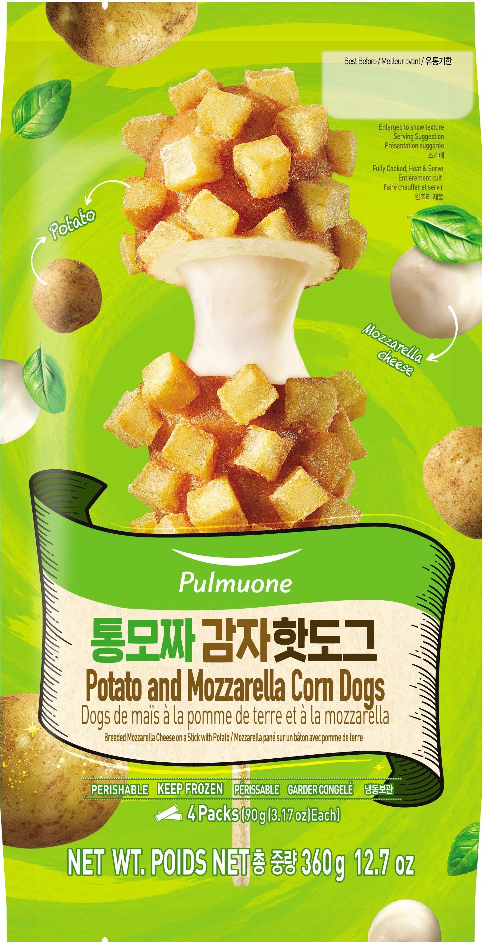 Pulmuone Foods Potato and Mozzarella Corndog -- 18 per case