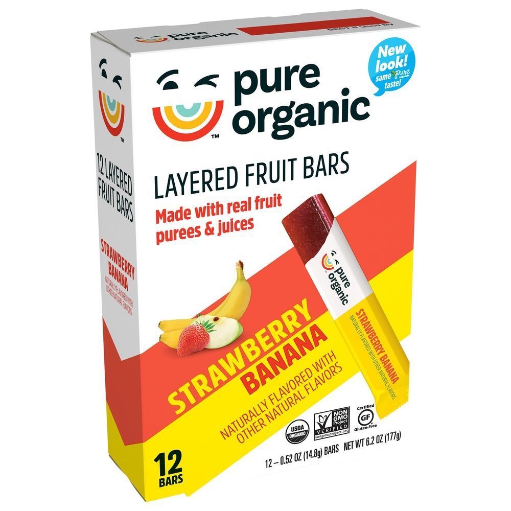 Pure Organic Strawberry Banana Layered Fruit Bar, 6.2 Ounce -- 9 per case