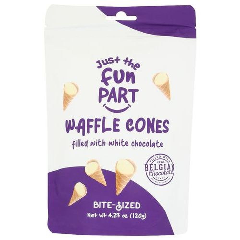 Just The Fun Part Bite-Size Mini White Chocolate Filled Waffle Cones, 4.23 Ounce -- 6 per case