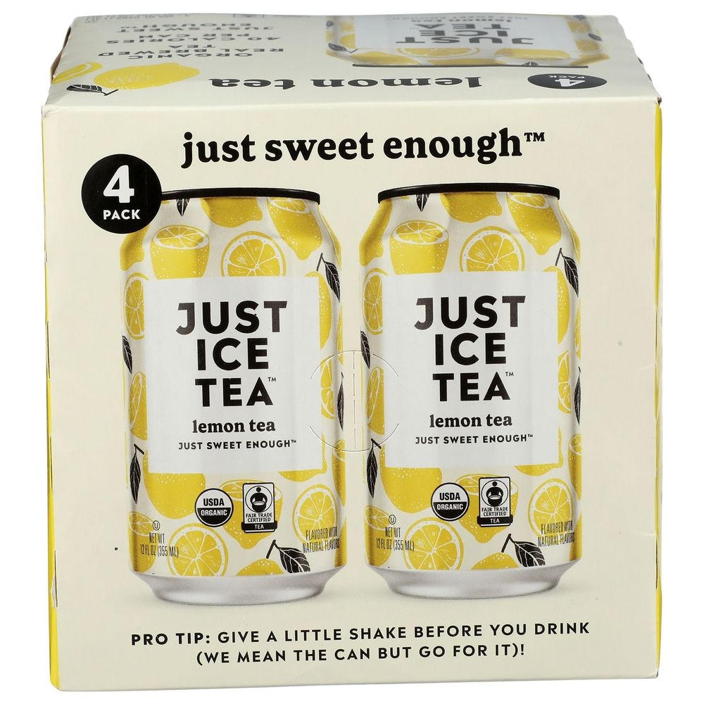 Just Ice Tea Organic Black Lemon Tea, 12 Fluid Ounce -- 24 per case