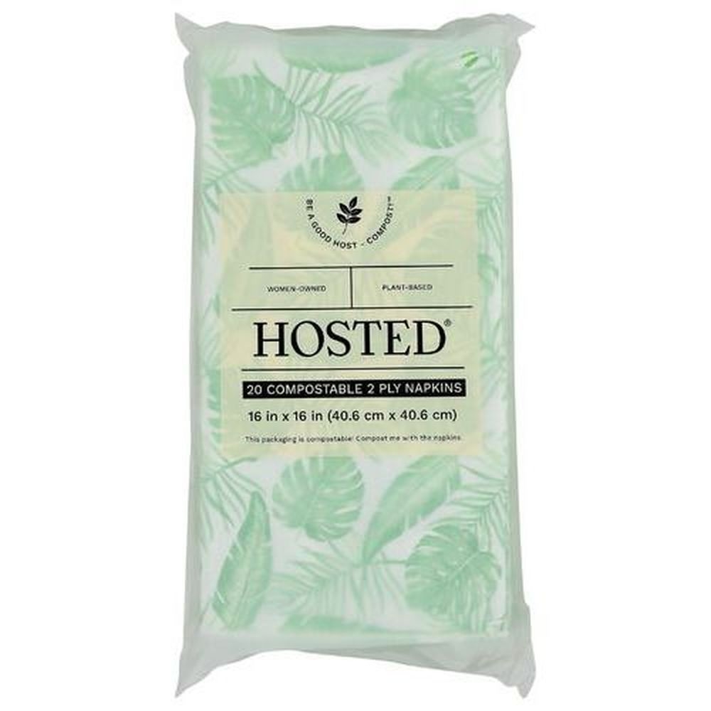 Hosted Compostable Printed 2 Ply Dinner Napkins, 20 count -- 20 per case