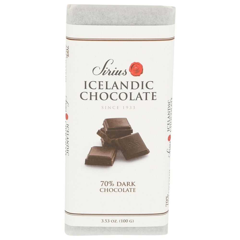 Sirius Icelandic 70 Percent Dark Chocolate Bar, 3.53 Ounce -- 12 per case