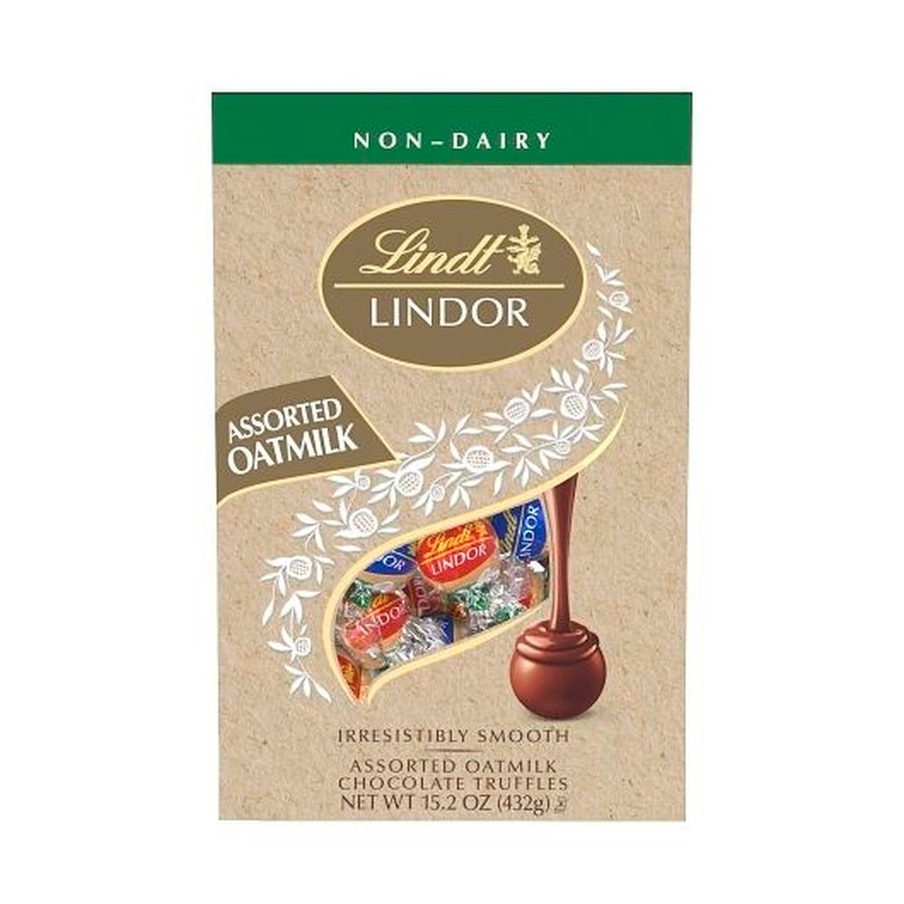 Lindt Lindor Non-Dairy Oatmilk Assorted Chocolate Candy Truffles, 15.2 Ounce -- 6 per case