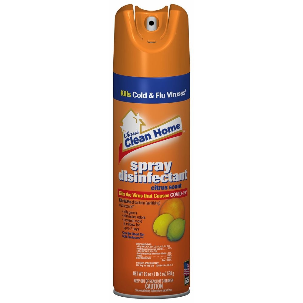 Chase Clean Home Citrus Scent Disinfectant Spray, 19 Ounce -- 12 per case.