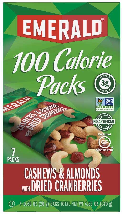 Emerald Cashews and Almonds with Dried Cranberry, 0.69 Ounce - 7 count per pack -- 12 per case