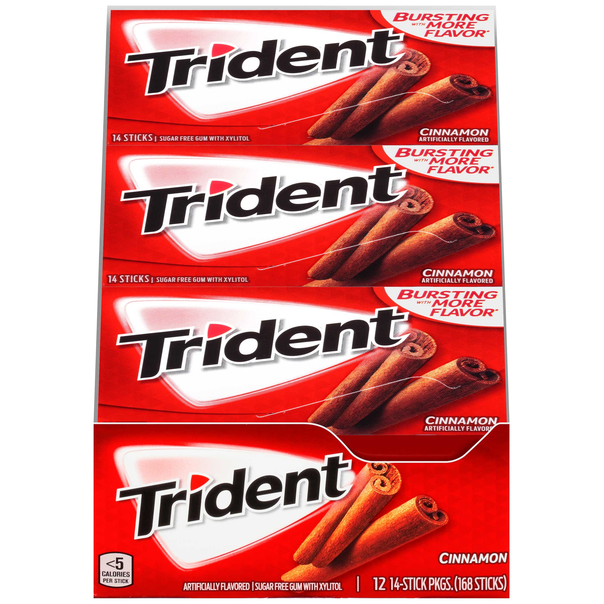 Trident Cinnamon Sugar Free Gum, 14 count per pack -- 144 per case.