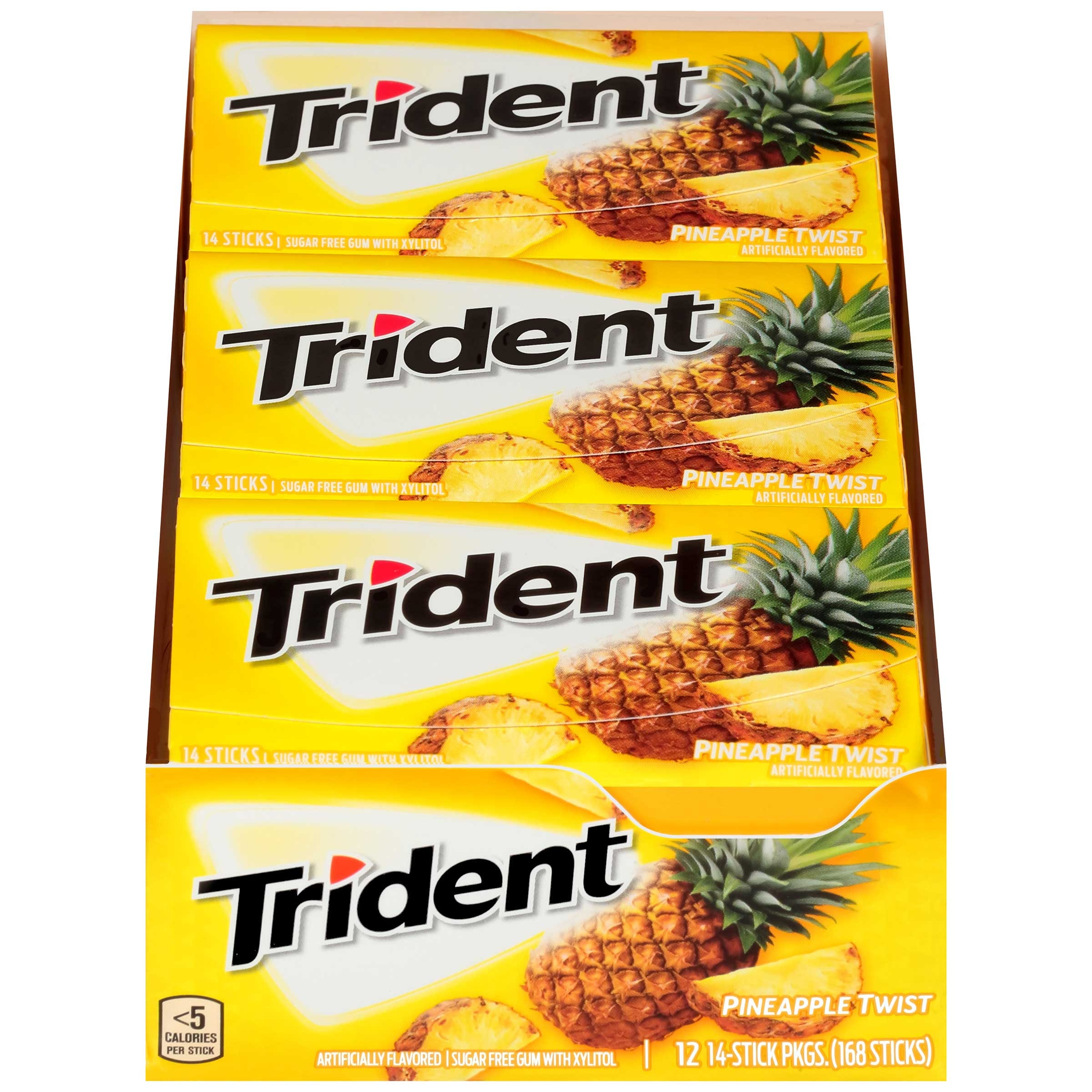 Trident Pineapple Twist Sugar Free Gum, 14 count per pack -- 144 per case.
