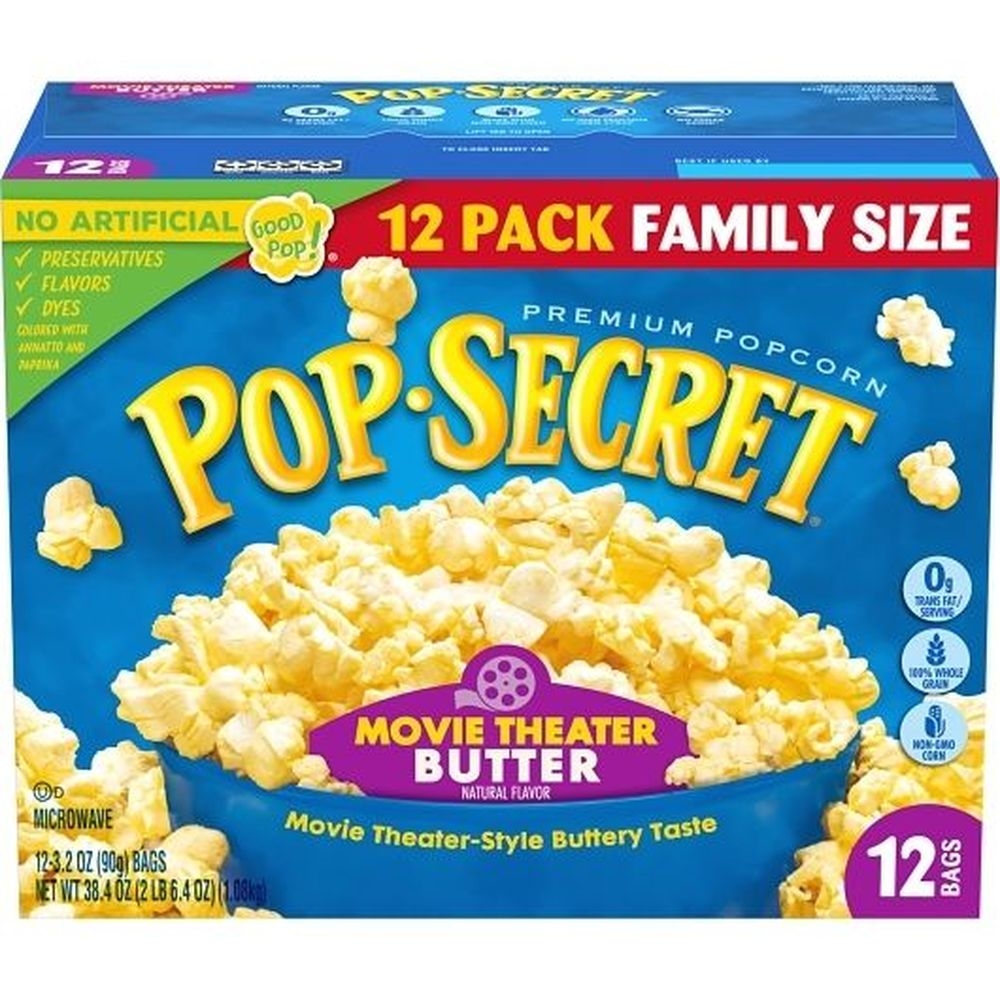 Pop Secret Movie Theater Butter Flavor Microwave Popcorn - Sharing Bag, 38.4 Ounce -- 4 per case