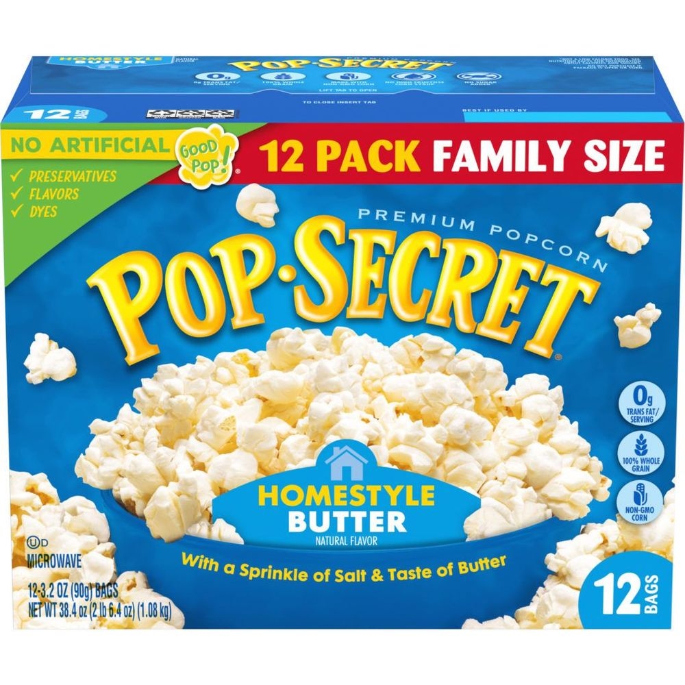 Pop Secret Homestyle Butter Flavor Microwave Popcorn - Sharing Bag, 38.4 Ounce -- 4 per case
