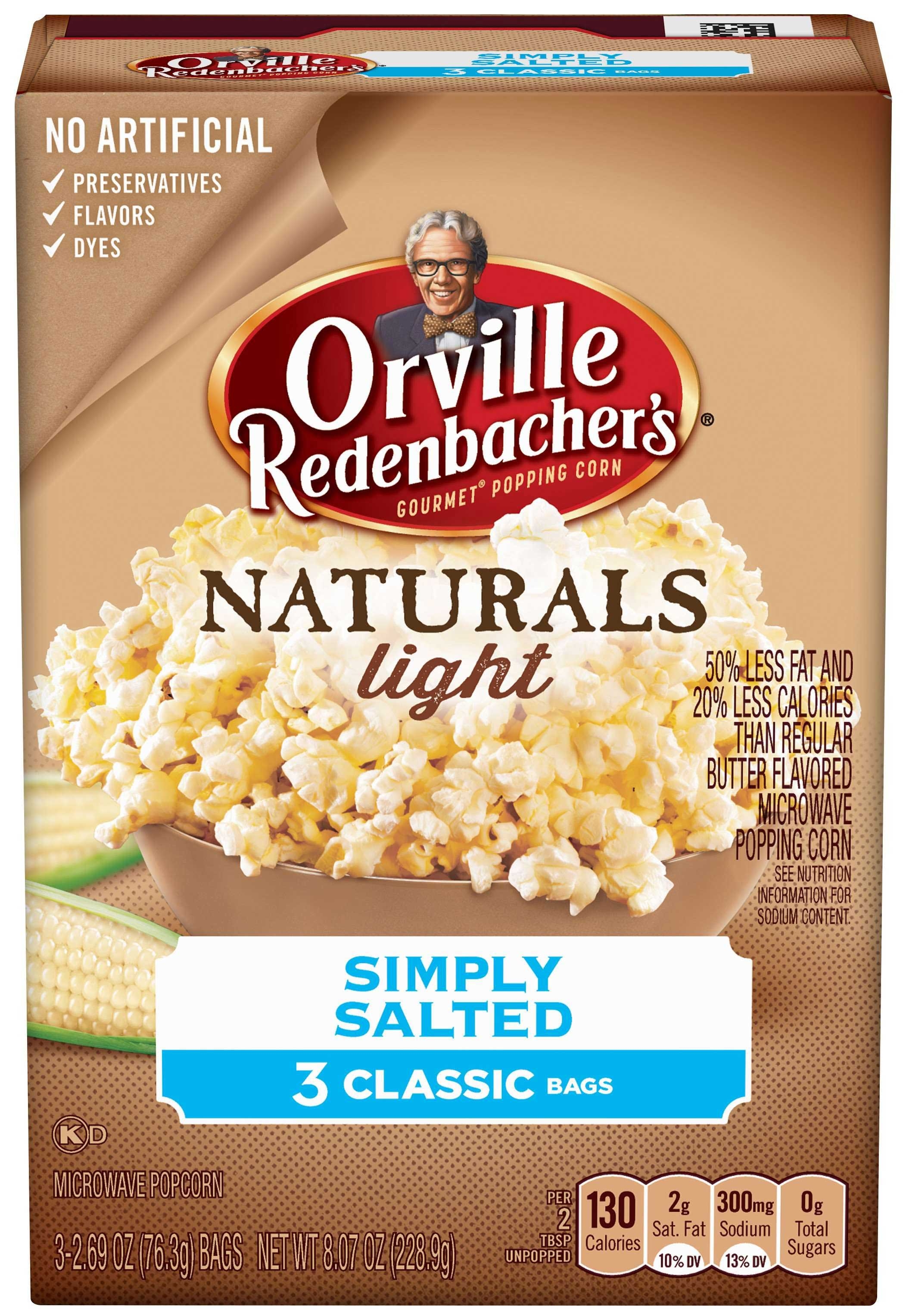Orville Redenbachers Gourmet Naturals Simply Salted Microwavable Popcorn, 8.07 Ounce -- 12 per case