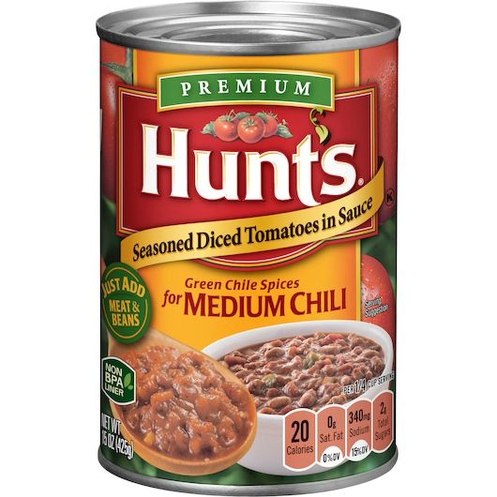 Hunts Seasoned Diced Tomatoes in Sauce for Medium Chili Starter, 15 Ounce -- 12 per case