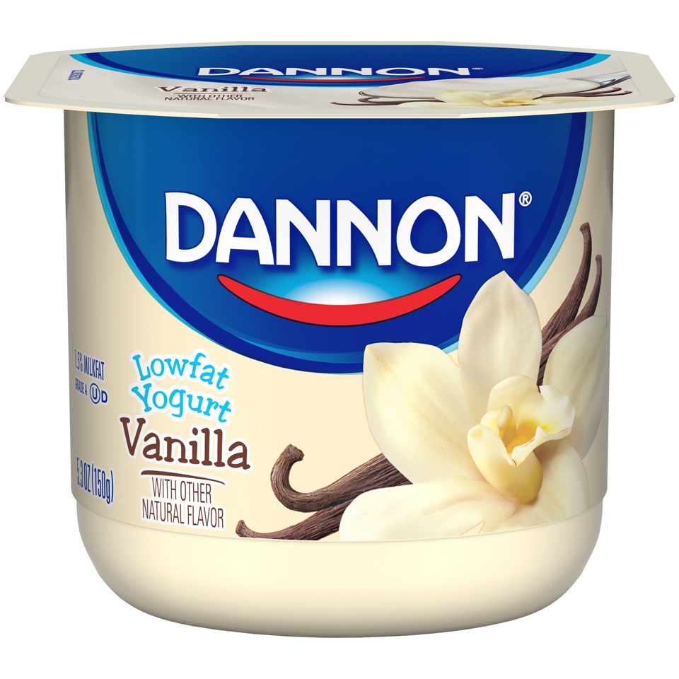 Dannon Natural Vanilla Flavored Low Fat Yogurt, 5.3 ounce -- 12 per case