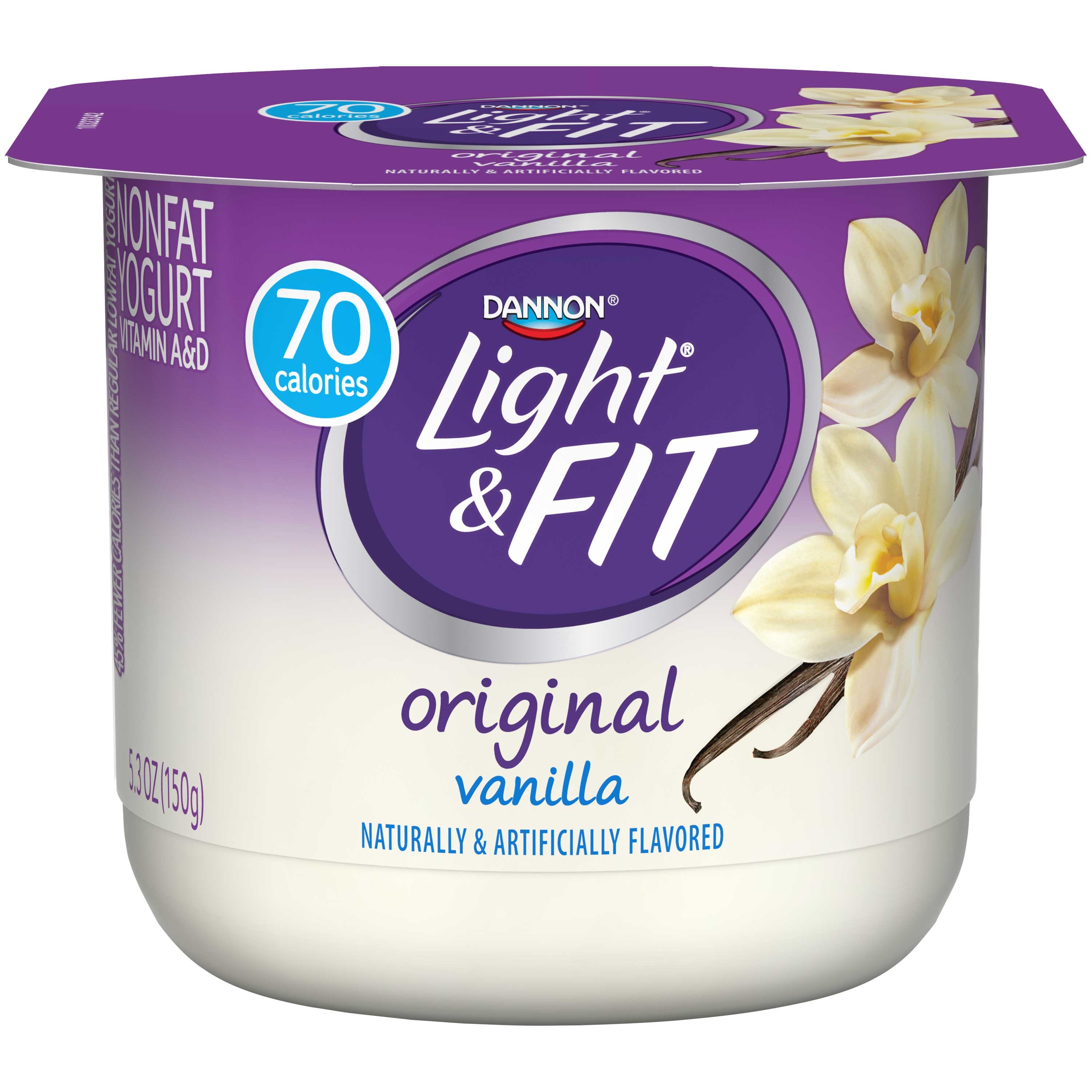 Light and Fit Vanilla Yogurt, 5.3 Ounce -- 12 per case.