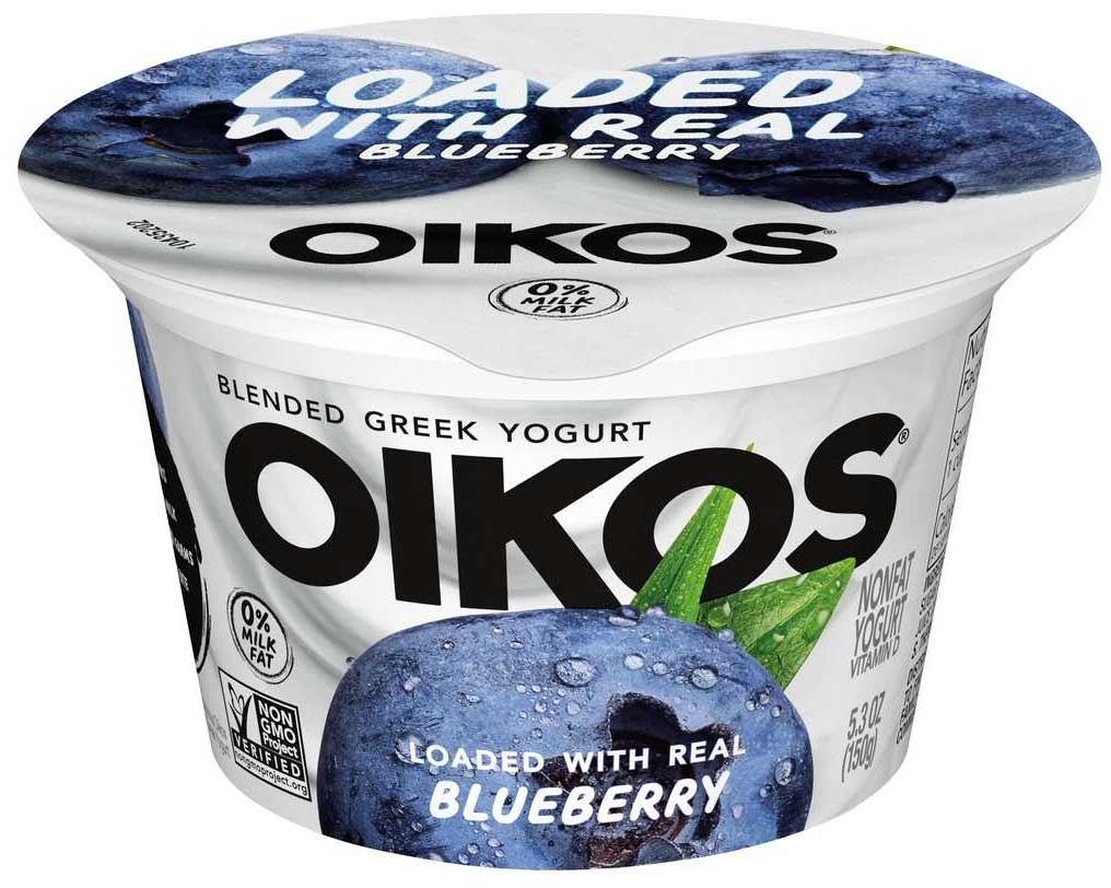 Oikos Dannon Core Blueberry Blended Nonfat Greek Yogurt, 5.3 Ounce Cup -- 12 per case