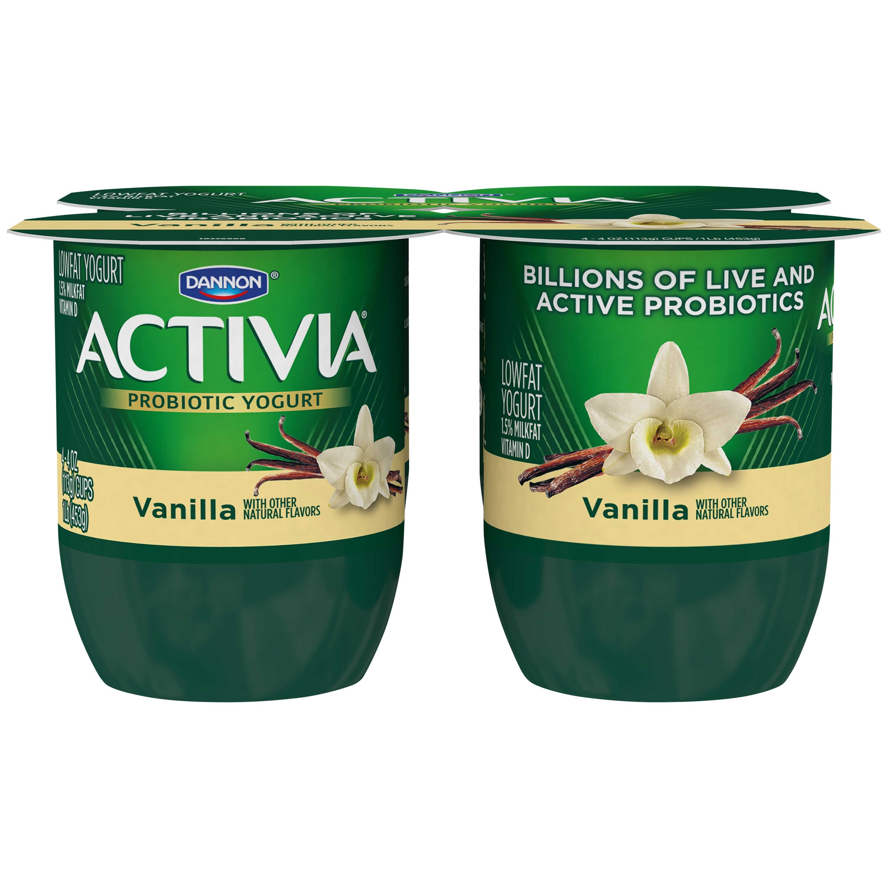 Activia Vanilla Probiotic Yogurt, 4 Ounce -- 24 per case.