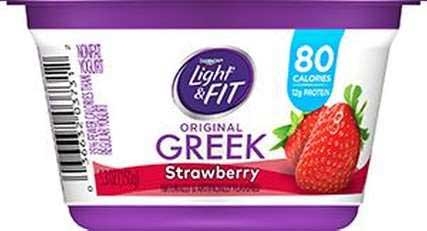 Light and Fit Strawberry Greek Nonfat Yogurt, 5.3 Ounce -- 12 per case.