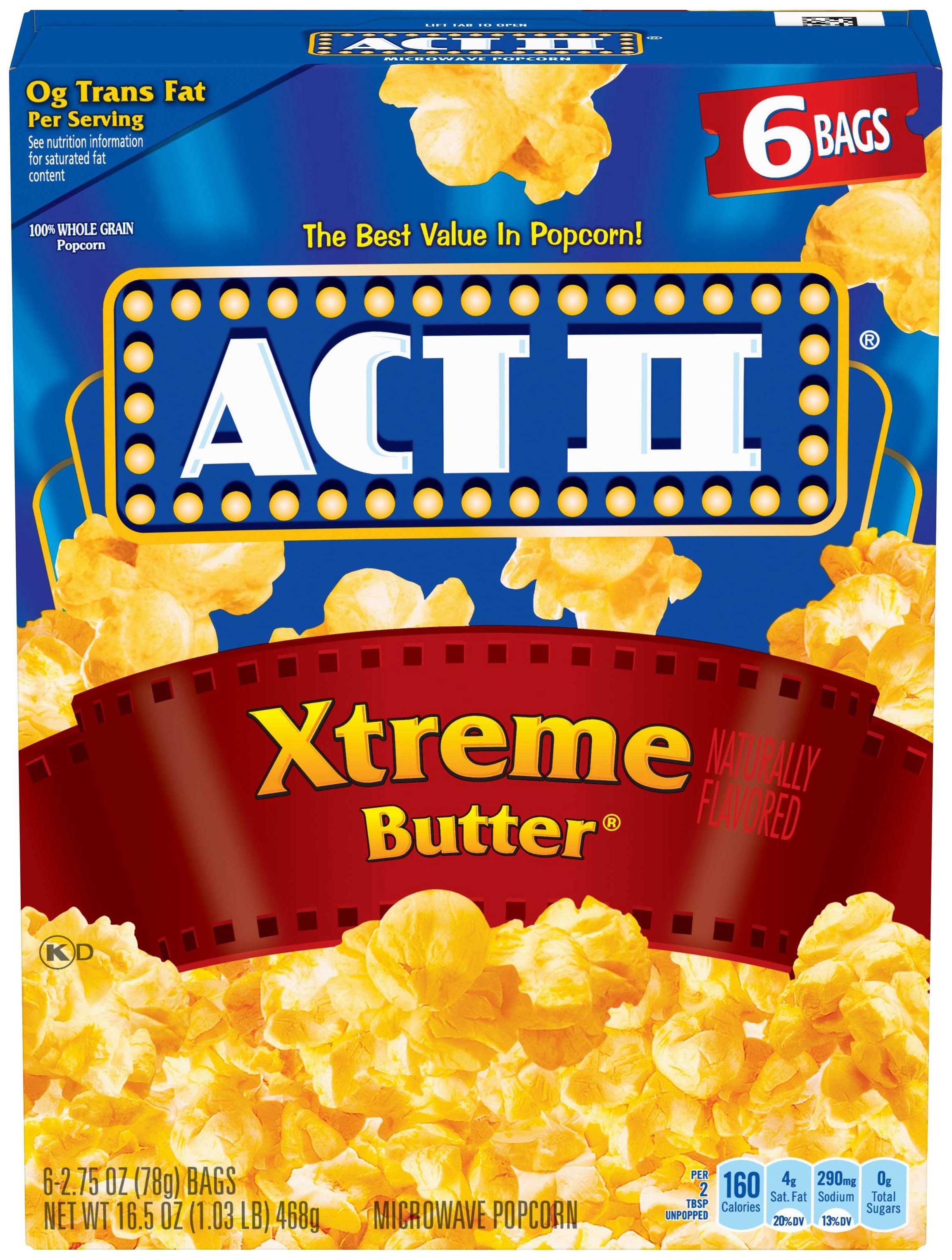 Act II Microwave Xtreme Butter Popcorn, 16.5 Ounce -- 6 per case
