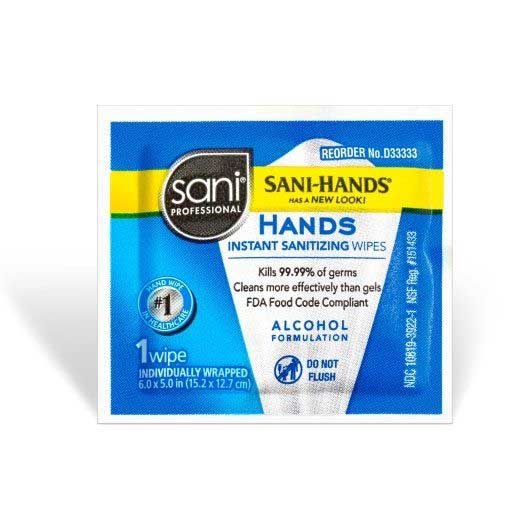 Sani Professional Nice Pak Sani Hands Cloth Sanitizing Wipes - 150 count per pack -- 20 packs per case