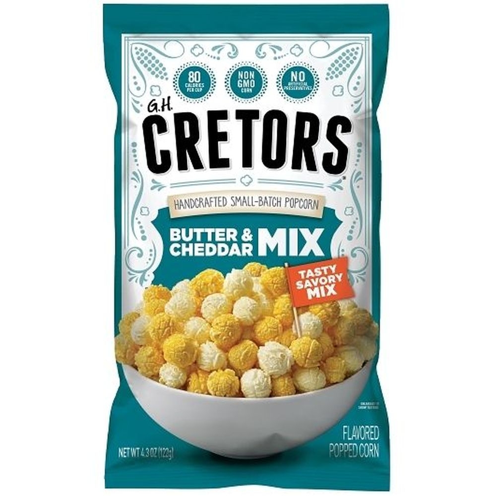 G.H. Cretors Butter and Cheddar Mix Flavored Popped Corn, 4.3 Ounce -- 12 per case