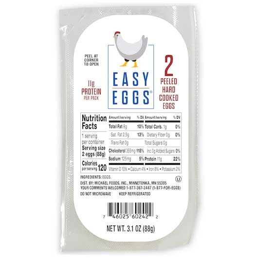 Easy Eggs Peeled Hard Cooked Eggs, 3.1 Ounce -- 20 per case