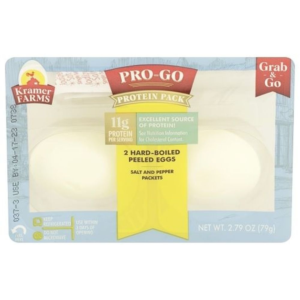 Kramer Farms Pro Go Protein Hard Boiled Peeled Eggs with Salt and Pepper -- 12 per case