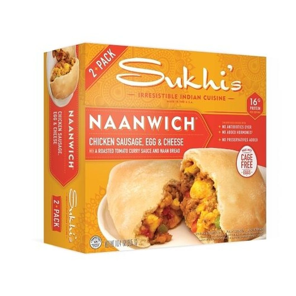 Sukhis Chicken Sausage Egg and Cheese Breakfast Naanwich, 10.4 Ounce -- 6 per case