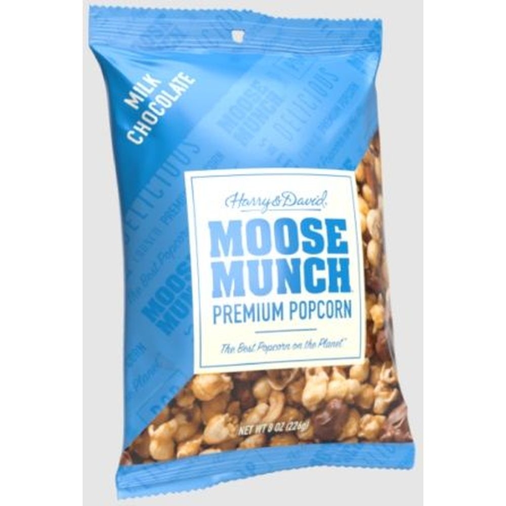 Harry and David Moose Munch Milk Chocolate Premium Popcorn, 8 Ounce Bag -- 6 per case