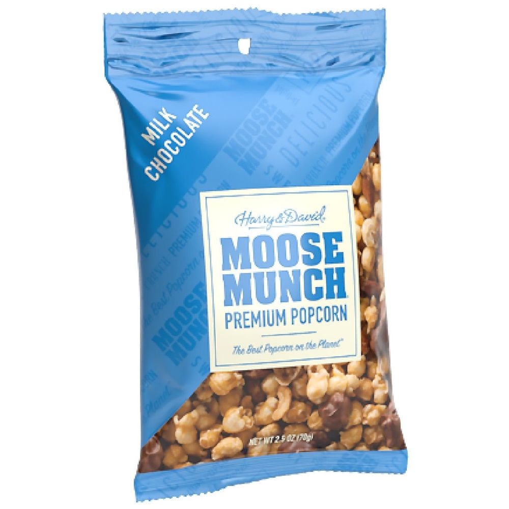 Harry and David Moose Munch Milk Chocolate Premium Popcorn, 2.5 Ounce Bag -- 12 per case