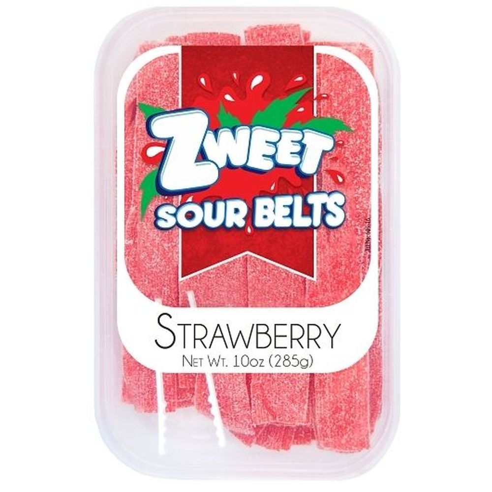 Zweet Strawberry Sour Belts Chew Candy, 10 Ounce -- 24 per case