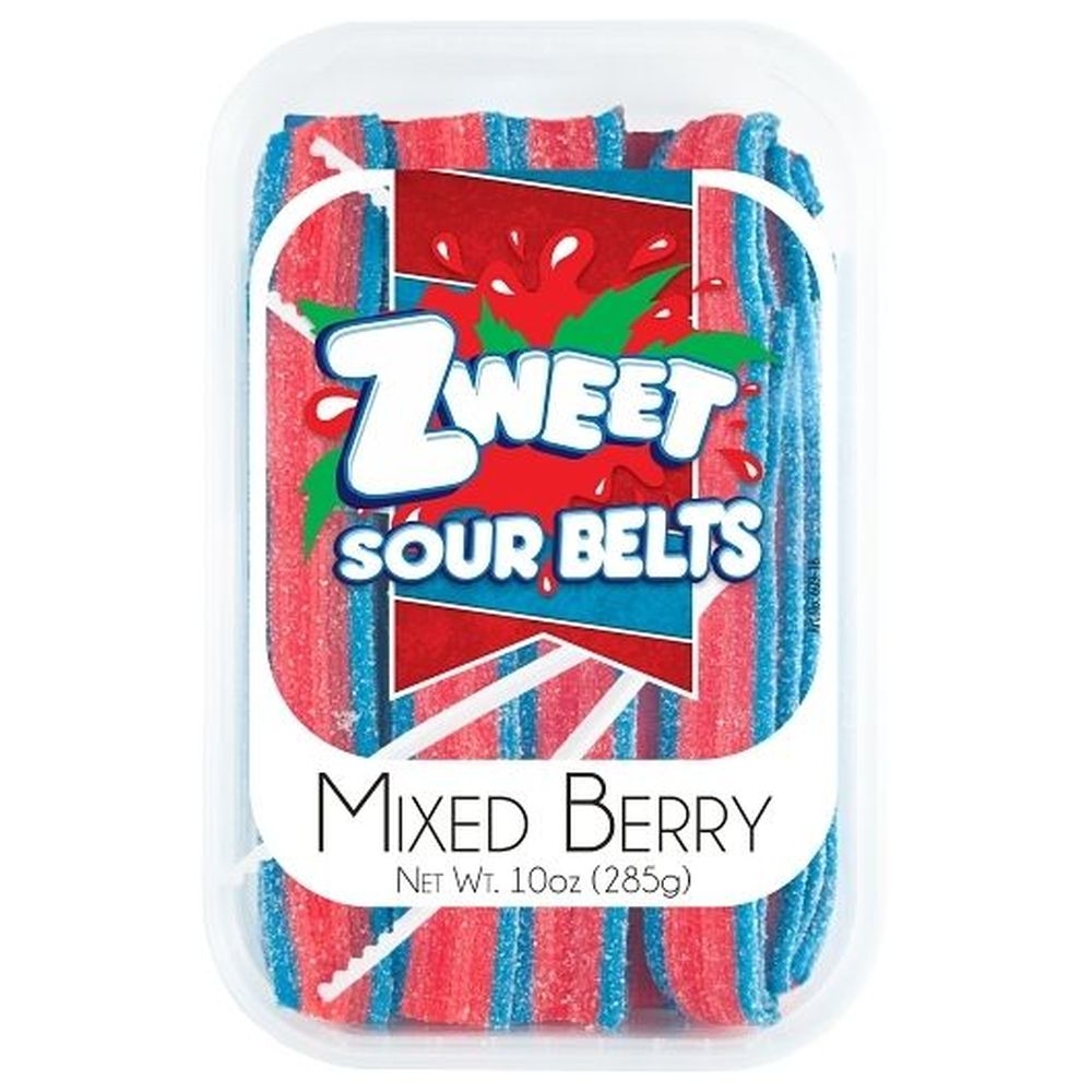 Zweet Mixed Berry Sour Belts Chew Candy, 10 Ounce -- 24 per case