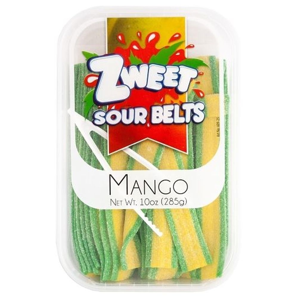 Zweet Mango Sour Belts Chew Candy, 10 Ounce -- 24 per case