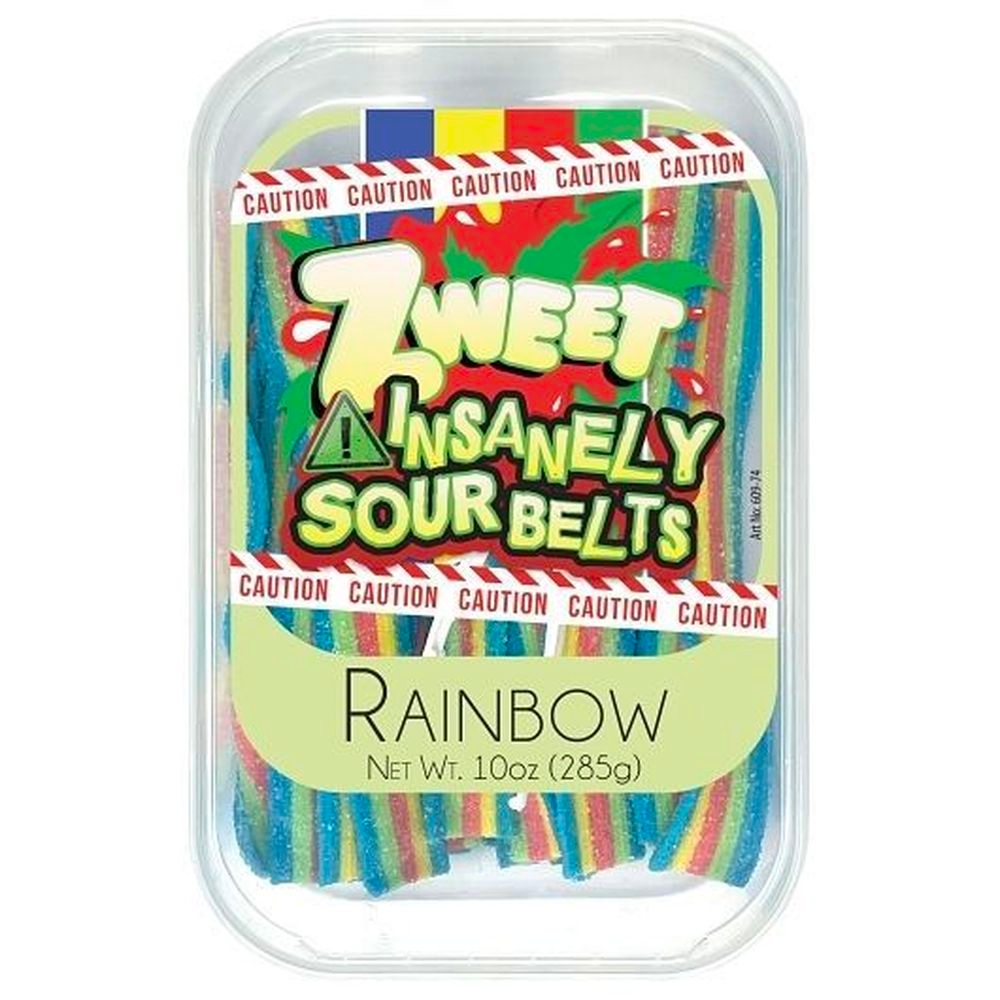 Zweet Insanely Rainbow Sour Belts, 10 Ounce -- 24 per case