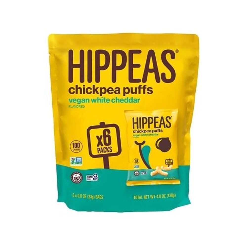 Hippeas Non-Gmo Vegan White Cheddar Chickpea Puffs, 72 count -- 6 per case