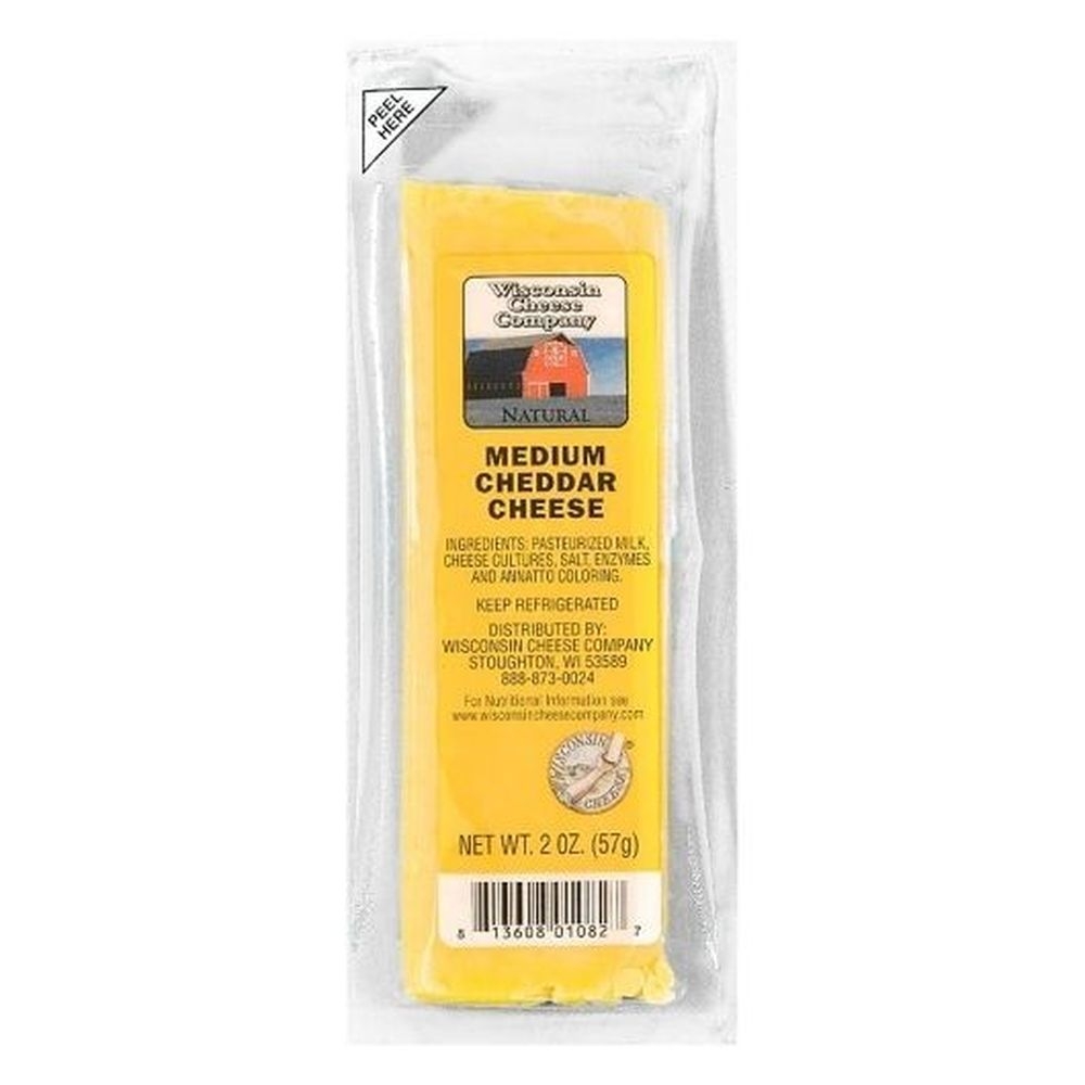 Wisconsin Cheese Company Medium Cheddar Cheese Stick, 2 Ounce -- 96 per case