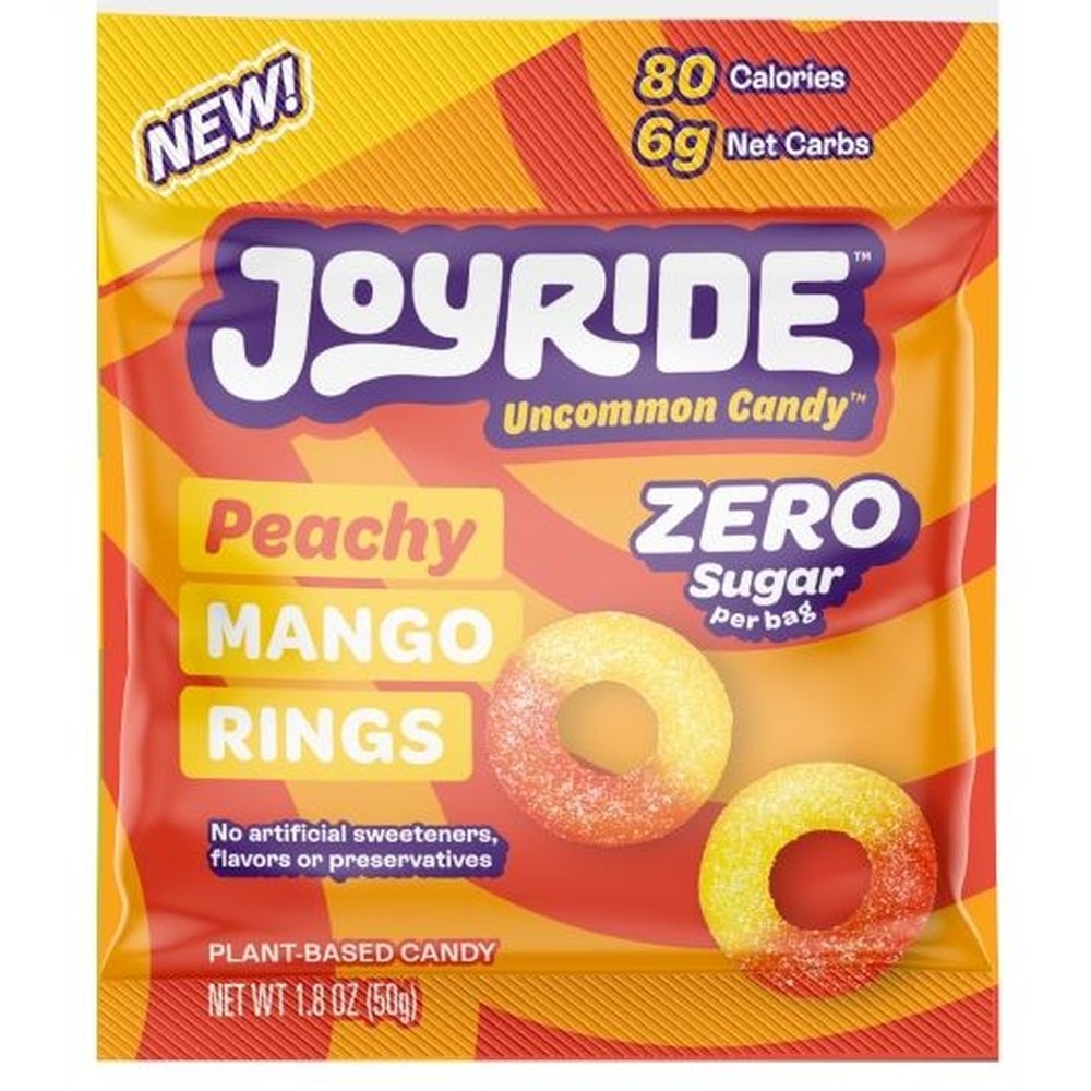 Joyride Zero Sugar Peach Mango Rings Candy, 1.8 Ounce -- 64 per case