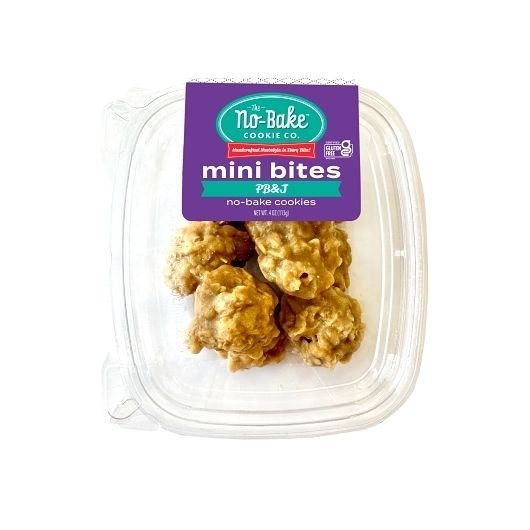The No Bake Cookie Co Grab and Go Peanut Butter and J Mini Bites, 4 Ounce Tub -- 72 per case