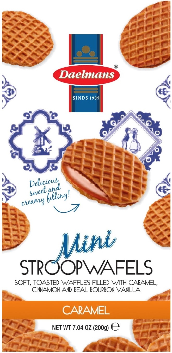 Daelmans Caramel Filled Minis Wafel - Countertop Display, 7.04 Ounce -- 12 per case.