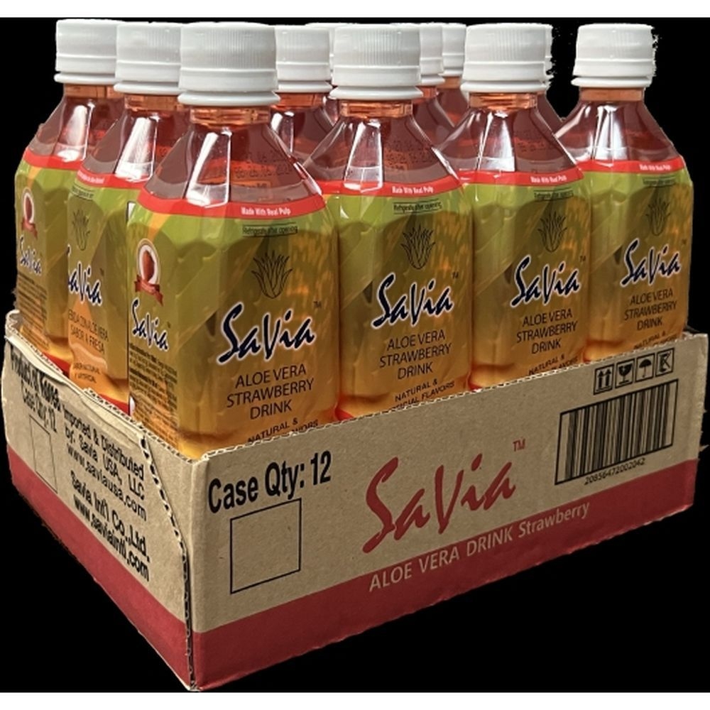 Savia Strawberry Aloe Vera Drink, 500 Milliliter -- 12 per case