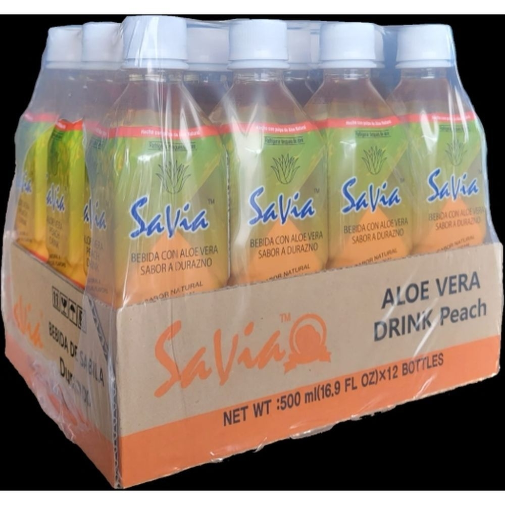 Savia Peach Aloe Vera Drink, 500 Milliliter -- 12 per case