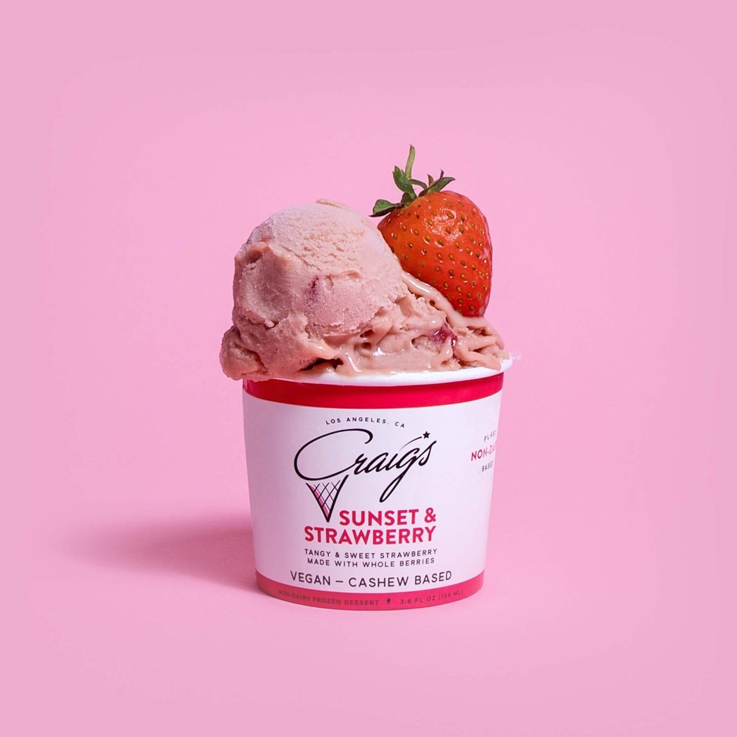 Craigs Vegan Dairy Free Sunset and Strawberry Ice Cream with Spoon, 3.6 Ounce -- 24 per case